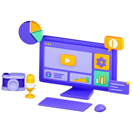 Espaço de trabalho do computador  3D Icon
