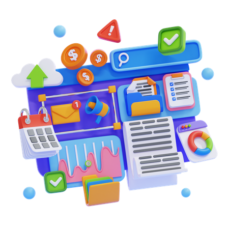 Espaço de trabalho empresarial digital  3D Icon
