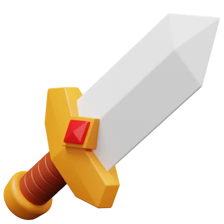 Espada Con Mango Dorado Y Cristal Rojo Para Sitio Web Y Juego 3D Icon