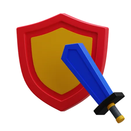 Espada com escudo  3D Icon