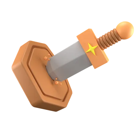 Espada e escudo rachado  3D Icon