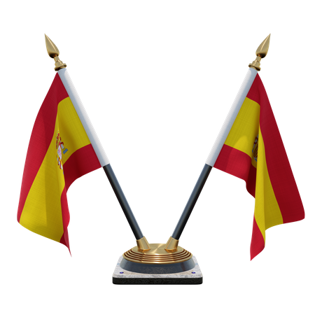 Porte-drapeau double bureau Espagne  3D Flag