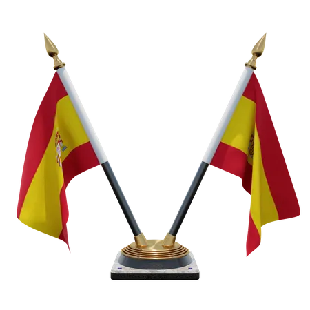 Porte-drapeau double bureau Espagne  3D Flag