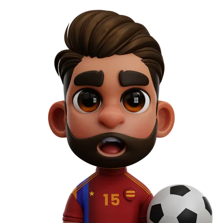 JOGADOR DA ESPANHA COM BOLA  3D Icon