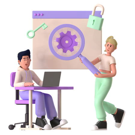 Especialista en SEO trabajando juntos  3D Icon