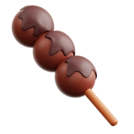 Espetos de bola de chocolate  3D Icon