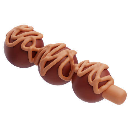 Espetos de bola de chocolate  3D Icon