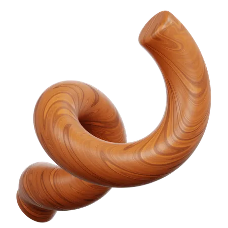 Espiral de doble bucle con vetas de madera  3D Icon