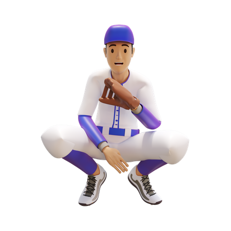 Homem do esporte fazendo manutenção de beisebol  3D Illustration