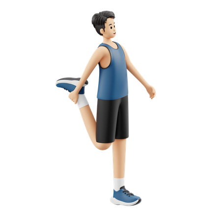 Homem esportista se aquecendo segurando a perna direita  3D Illustration