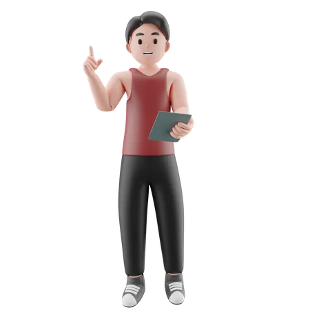 Esportista com tablet  3D Illustration