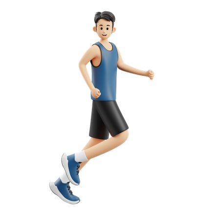Homem esportista correndo enquanto olha para trás  3D Illustration