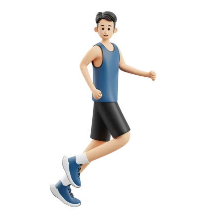 Homem esportista correndo enquanto olha para trás  3D Illustration