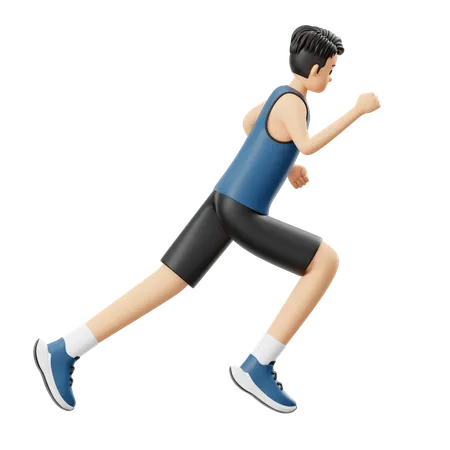 Homem esportista correndo rápido  3D Illustration