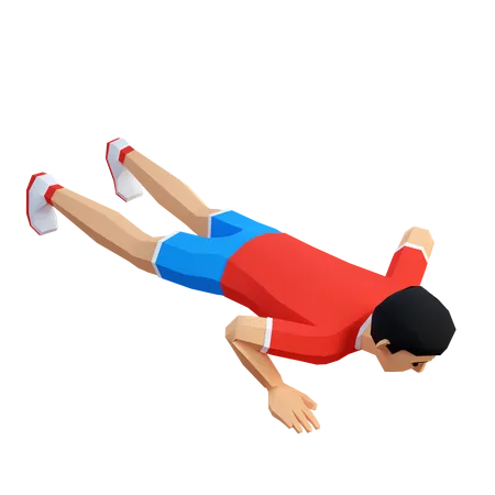 Homem De Esportes 3 D Low Poly Flexao Faca Exercicios Em Casa Treino Em Casa 3 D 3D Illustration