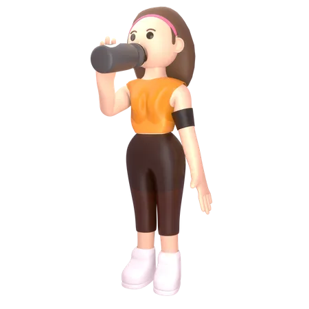 Desportista feminina bebendo bebida energética  3D Illustration