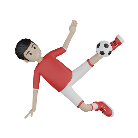 Desportista jogando futebol  3D Illustration