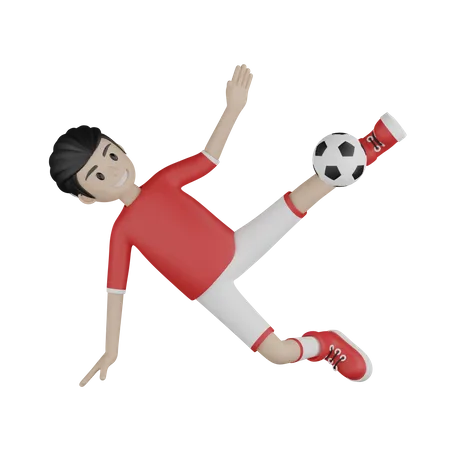 Desportista jogando futebol  3D Illustration