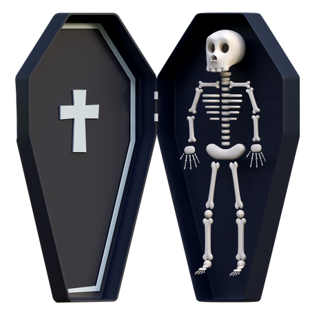 Esqueleto no caixão  3D Icon