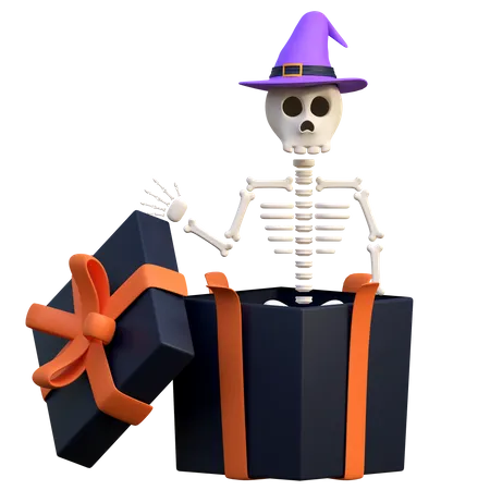 Esqueleto na caixa de presente  3D Icon