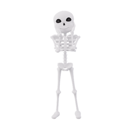 Esqueletos engraçados colocam as mãos no rosto  3D Icon