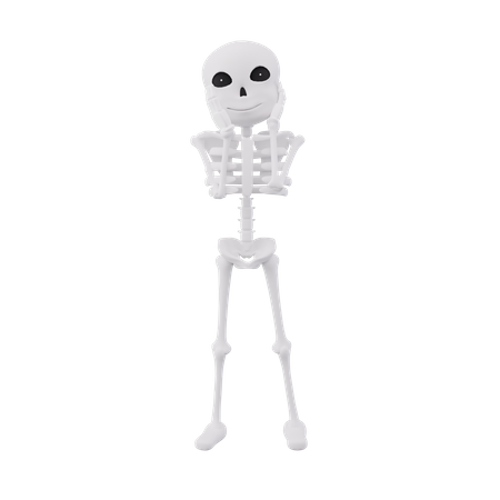 Esqueletos engraçados colocam as mãos no rosto  3D Illustration