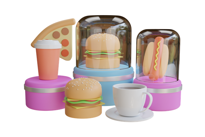 Nahrungsmittel und Getränke  3D Illustration