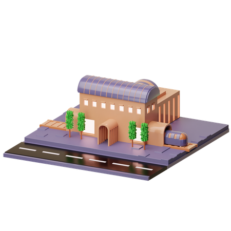 Estação Ferroviária  3D Illustration