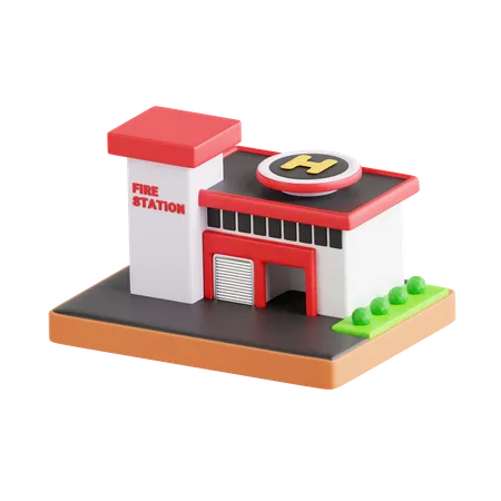 Estación de bomberos  3D Icon