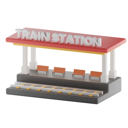 Ilustracion 3 D De La Estacion De Tren 3D Illustration