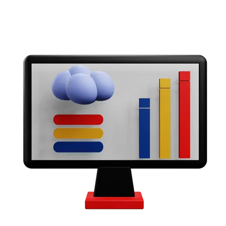 Estadística de la nube  3D Icon