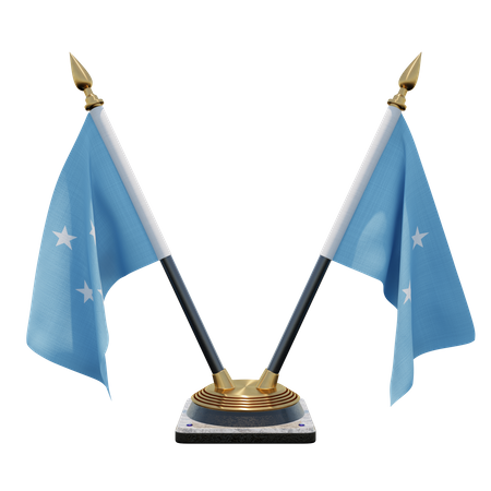 Soporte para bandera de escritorio doble (V) de los Estados Federados de Micronesia  3D Icon