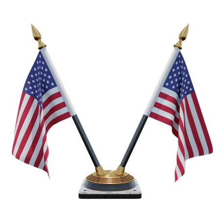 Soporte para bandera de escritorio doble (V) de Estados Unidos  3D Icon