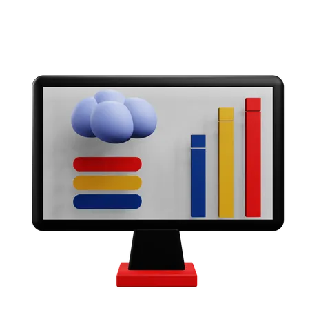 Estatística de nuvem  3D Icon