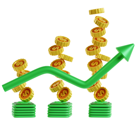 Estatísticas crescentes do mercado financeiro  3D Icon