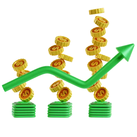 Estatísticas crescentes do mercado financeiro  3D Icon