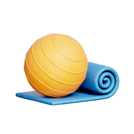 Estera de yoga con pelota de fitness  3D Icon