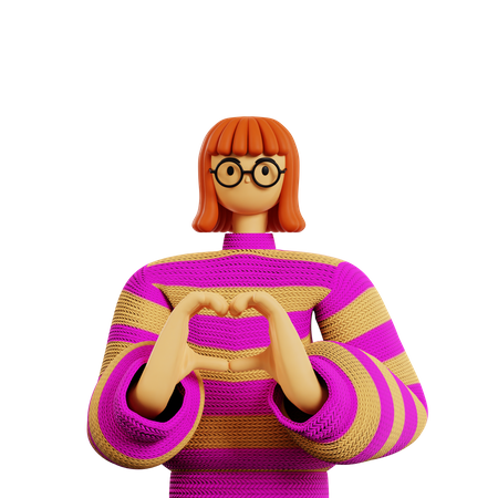 Garota estilista mostrando pose de gesto de amor  3D Illustration