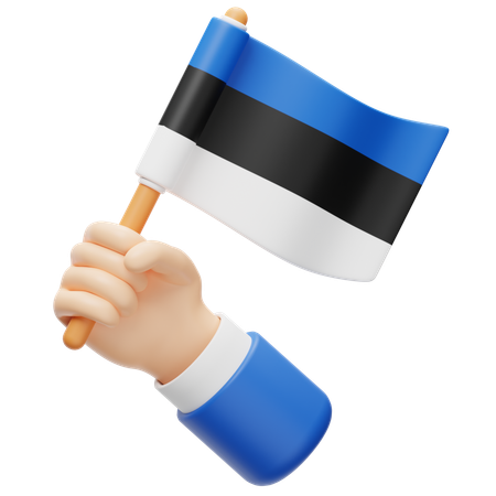 Estland Flagge in der Hand  3D Icon