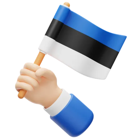 Estland Flagge in der Hand  3D Icon