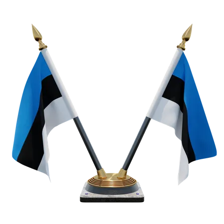 Estonia Double Desk Flag Stand  3D Flag