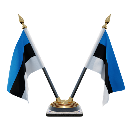 Estonia Double Desk Flag Stand  3D Flag