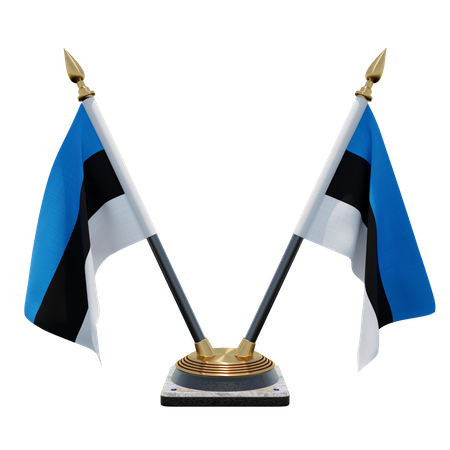 Estonia Double (V) Desk Flag Stand  3D Icon