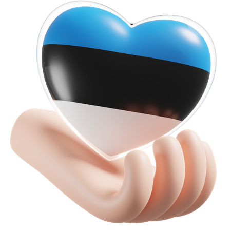 Estonia Flag Heart Hand Care  3D Icon