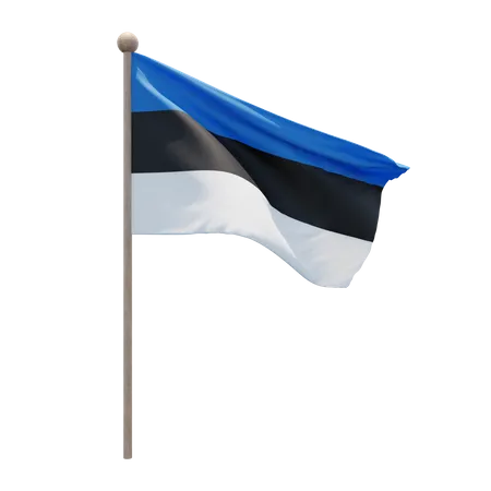 Estonia Flag Pole  3D Flag
