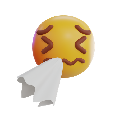 Emoji estornudando con pañuelo de papel  3D Icon