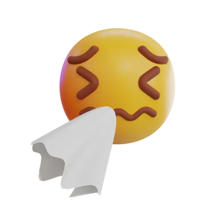 Emoji estornudando con pañuelo de papel  3D Icon