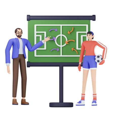 Estratégia de planejamento de treinador de futebol  3D Icon
