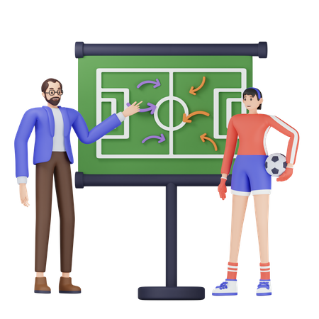 Estratégia de planejamento de treinador de futebol  3D Illustration