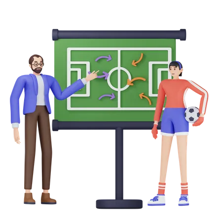 Estrategia de planificación del entrenador de fútbol  3D Illustration